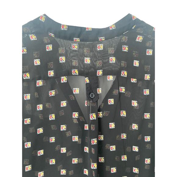 PLEIONE BLACK SHEER BUTTON UP BLOUSE SIZE SMALL - Picture 5 of 8
